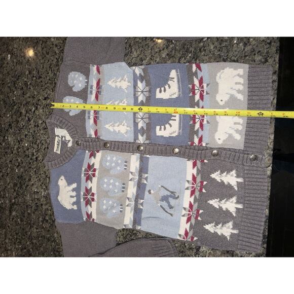Rare Vintage Northern Reflections Winter Cardigan Sweater Polar Bear Skater L - Picture 9 of 16